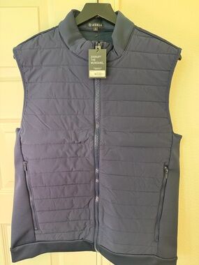 Asher Men's Quilted Navy Vest with Zip Pockets